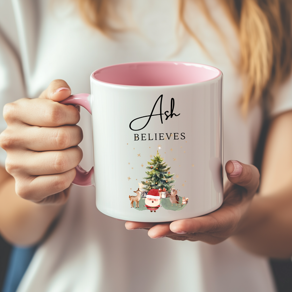 Personalised Christmas Matching Family Mugs Santa Tree Design