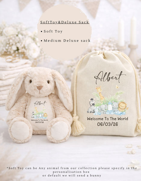 Personalised Safari New Baby Teddy Bear