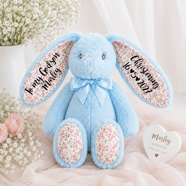 Personalised Christening Bunny For Godson Or Goddaughter