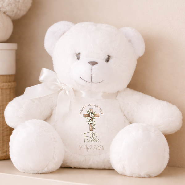 Personalised Religious Teddy Bear For First Easter