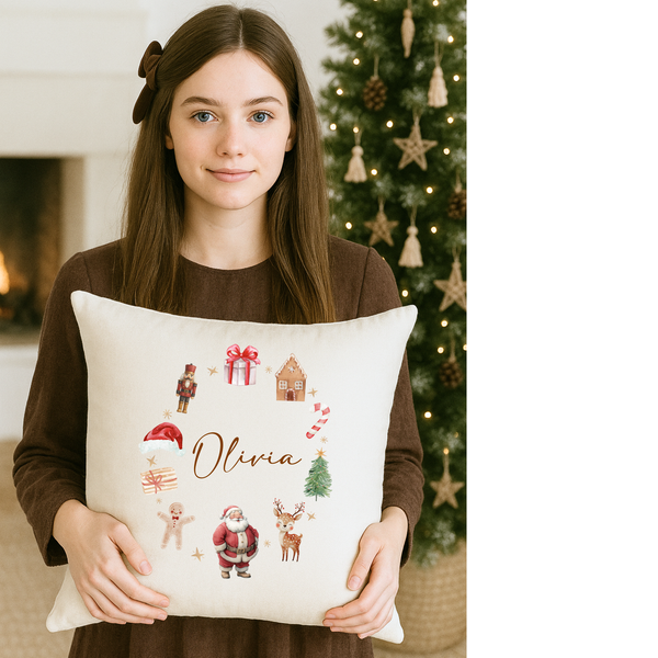 Personalised Christmas Santa Cushion For Kids