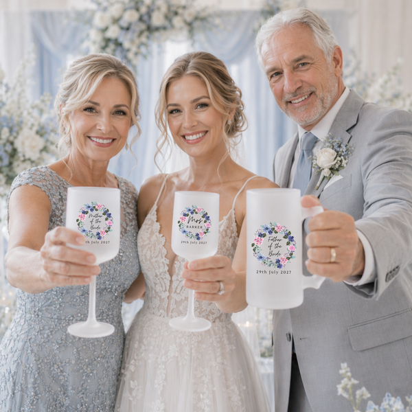 Personalised Wedding Beer & Wine Glass Gift Set