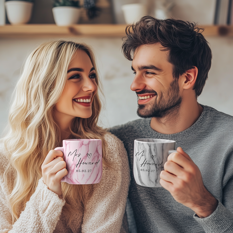 Personalised Marble Mr & Mrs Mugs