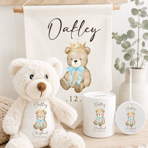 Personalised Bear Soft Toy Christening Gift | Custom Name Teddy