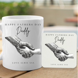 Personalised Sketched Hand Print Mug For Dads
