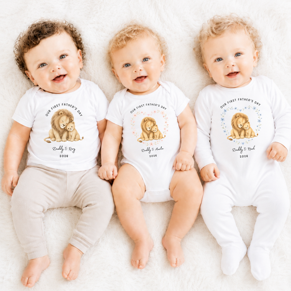 Personalised First Father’s Day Lion Babygrow, Baby Vest or Sleepsuit