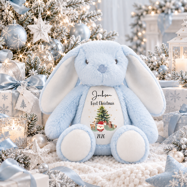 Personalised Bunny Soft Toy | Baby's First Christmas Gift