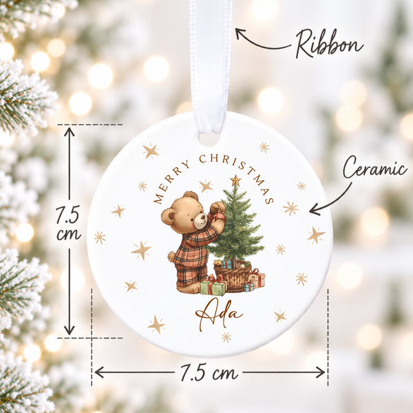 Personalised Baby's First Christmas Bauble | Teddy Bear Ceramic