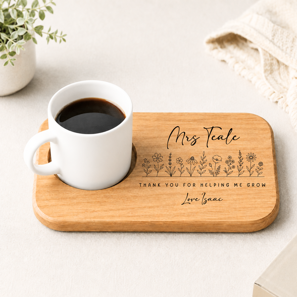 Personalised Engraved Wooden Tea & Biscuit Board For Teachers