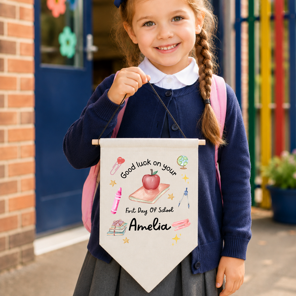 Personalised First Day At School Flag Banner Sign