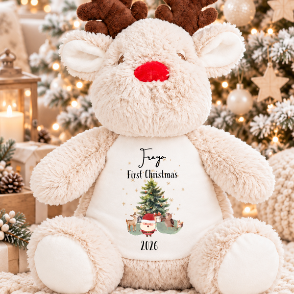 Personalised Reindeer Soft Toy | Baby's First Christmas Gift