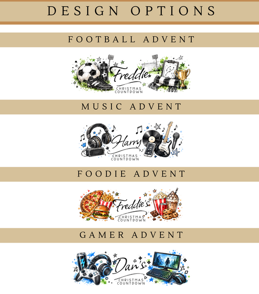 Personalised Teen Advent Calendar – Football, Gamer, Music & Foodie