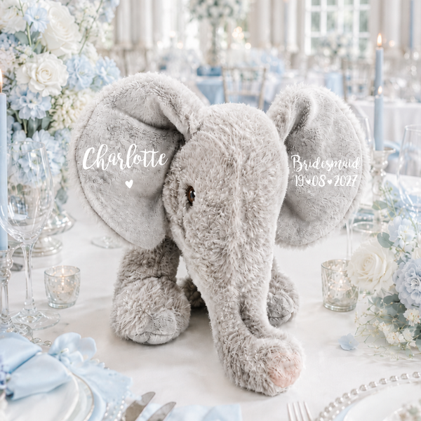 Personalised Eco-Friendly Bridesmaid Elephant Soft Toy