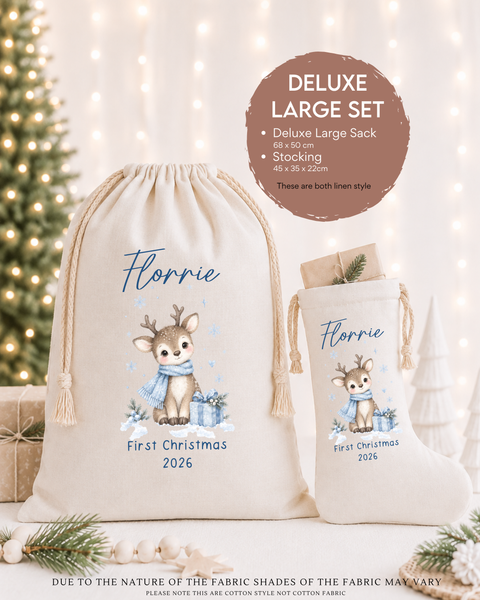 Personalised Reindeer Christmas Stocking - Baby's First Christmas Keepsake