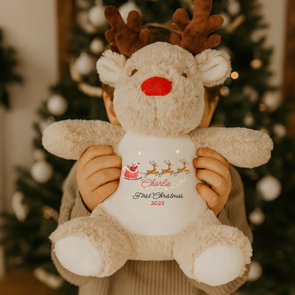 Personalised First Christmas Reindeer Soft Toy