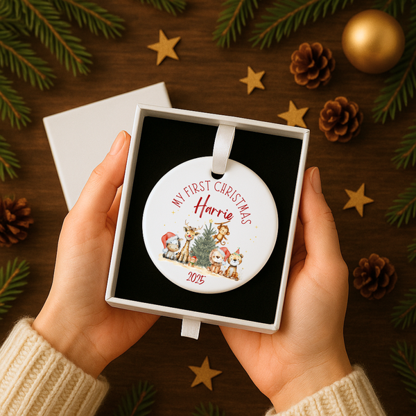 Perfect Baby’s First Christmas or Kids’ Room Keepsakes - Ceramic Bauble