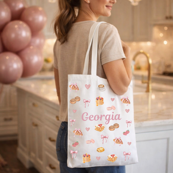 Personalised Breakfast Croissant Tote Bag For Her