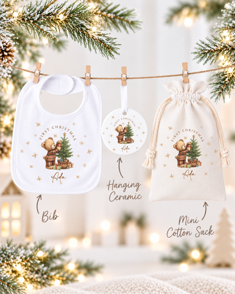 Personalised Baby's First Christmas Bauble | Teddy Bear Ceramic