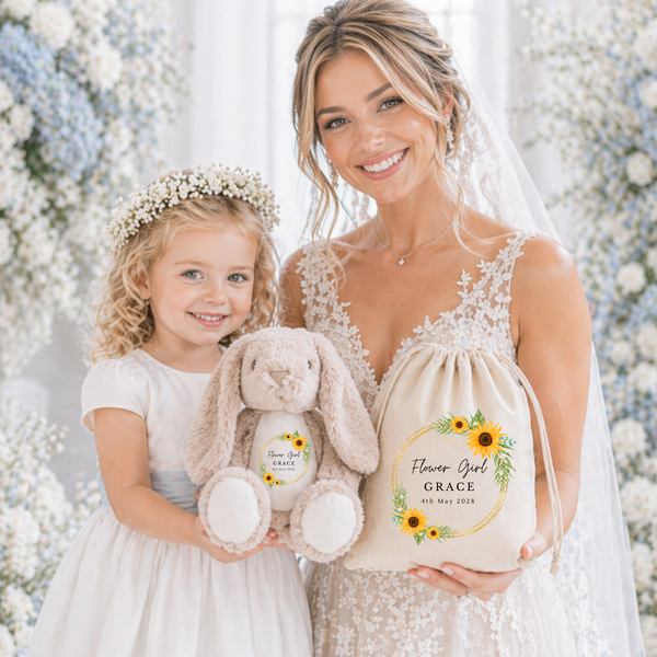 Personalised Sunflower Flower Girl Soft Toy