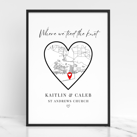 Personalised Map Wedding Print