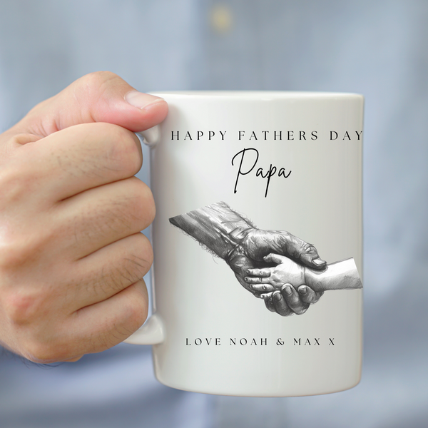 Personalised Sketched Hand Print Mug For Dads