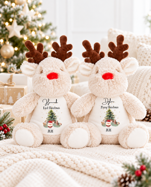 Personalised Reindeer Soft Toy | Baby's First Christmas Gift