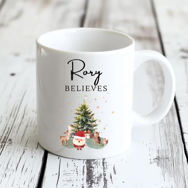 Personalised Christmas Matching Family Mugs Santa Tree Design