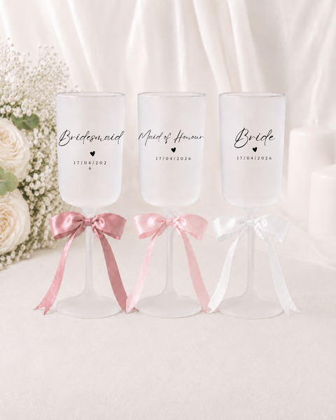 Personalised Wedding Glasses With Bows For Wedding Party