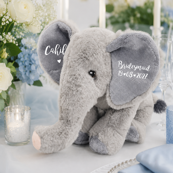 Personalised Eco-Friendly Bridesmaid Elephant Soft Toy