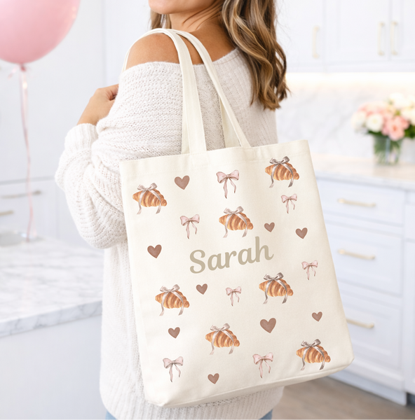 Personalised Breakfast Croissant Tote Bag For Her