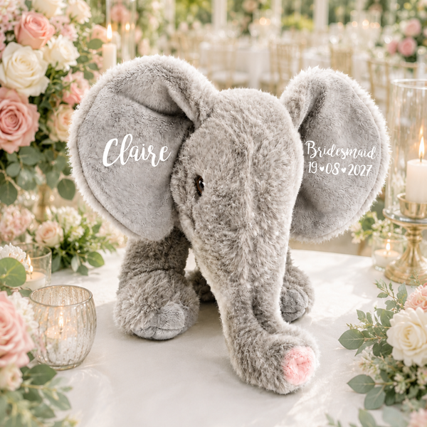Personalised Eco-Friendly Bridesmaid Elephant Soft Toy