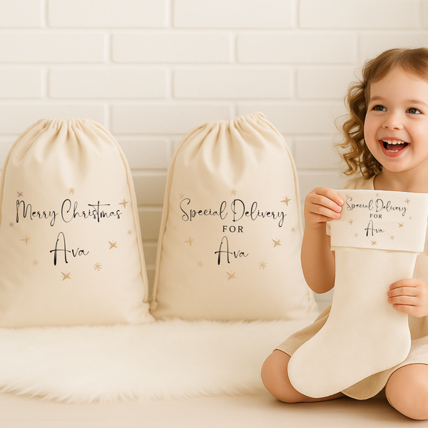 Personalised Christmas Star Present Sack