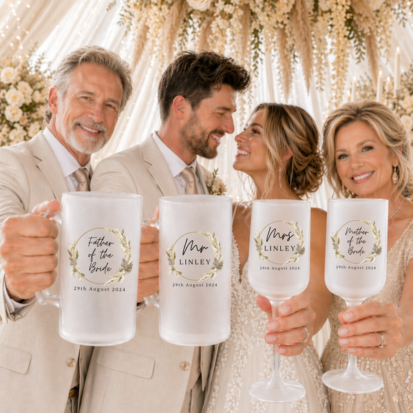 Personalised Wedding Beer & Wine Glass Gift Set