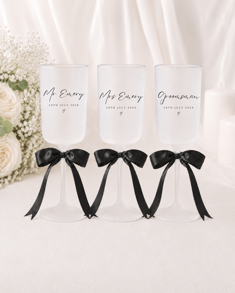 Personalised Wedding Glasses With Bows For Wedding Party
