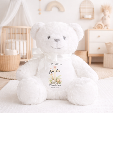Personalised Christening Cross Teddy Bear & Gift Set