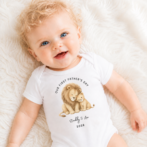 Personalised First Father’s Day Lion Babygrow, Baby Vest or Sleepsuit