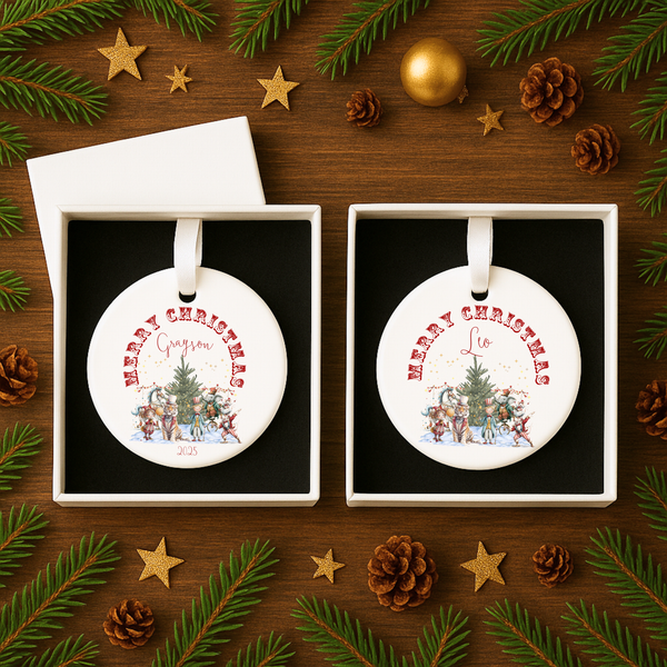 Personalised Circus Christmas Ornament – Custom Ceramic Hanging Decoration | Family Keepsake, Baby’s First Xmas, Festive Holiday Gift
