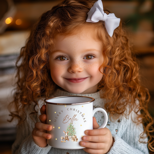 Personalised Christmas Enamel Mug For Kids