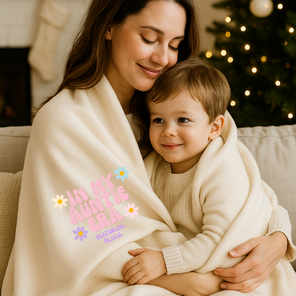 “In My Auntie Era” Blanket & Cushion – Cozy Christmas Gift for Auntie