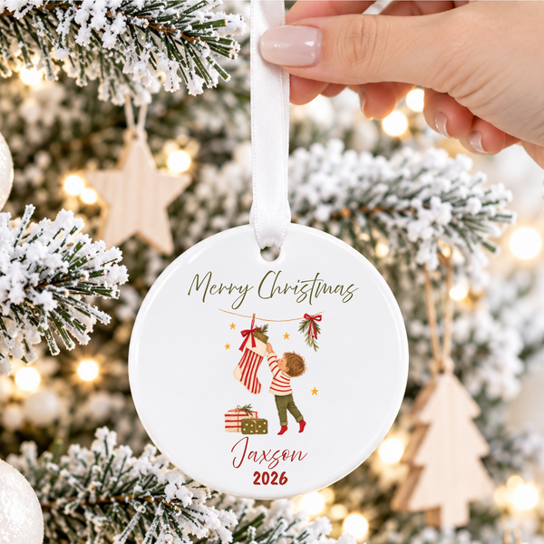 Personalised Ceramic Christmas Bauble – Name & Year Tree Decoration