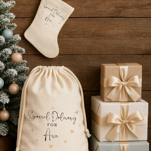 Personalised Christmas Star Present Sack
