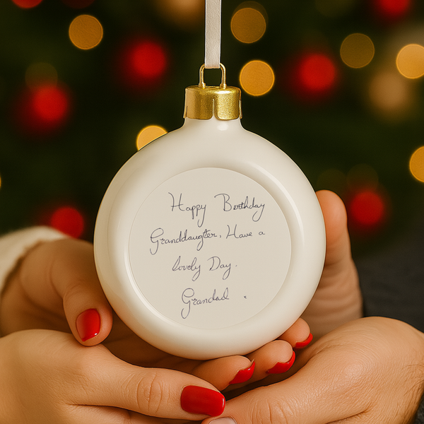 Personalised Handwritten Message Bauble