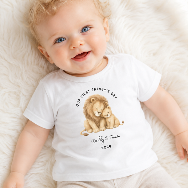 Personalised First Father’s Day Lion Babygrow, Baby Vest or Sleepsuit