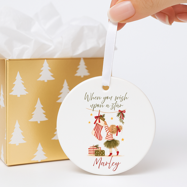 Personalised Ceramic Christmas Bauble – Name & Year Tree Decoration