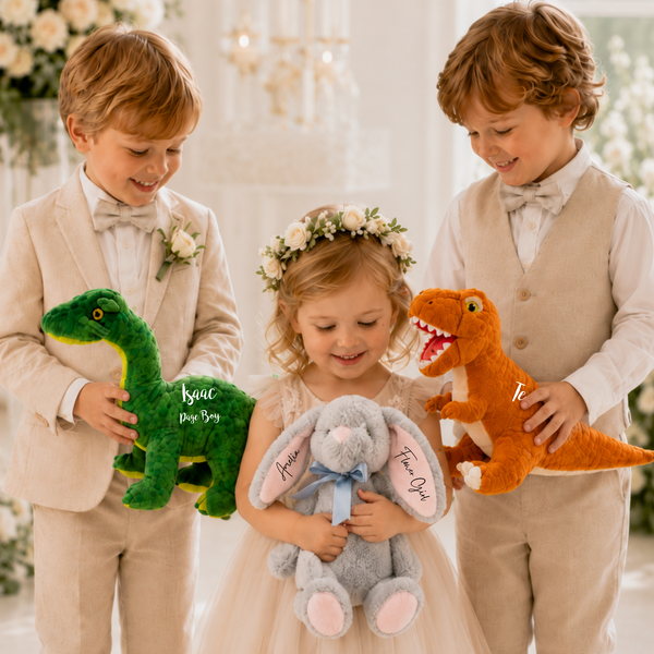 Personalised Eco Friendly Grey Trex Dinosaur Gift for Page Boy