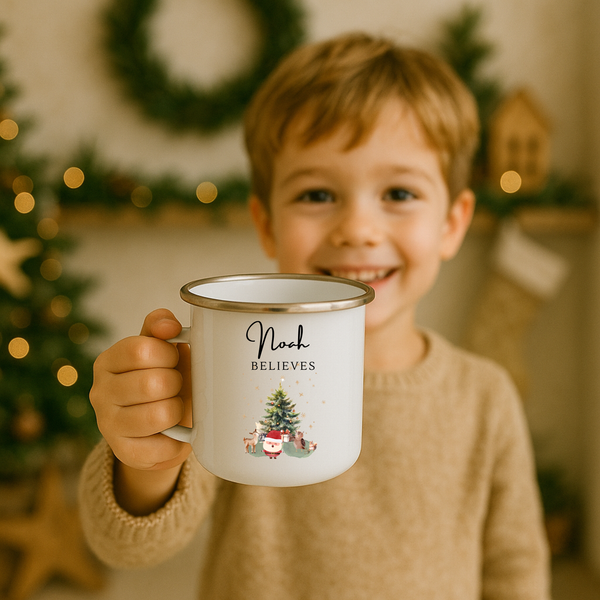 Personalised Christmas Matching Family Mugs Santa Tree Design