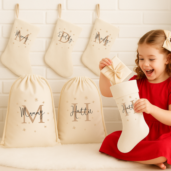 Personalised Christmas Star Present Sack