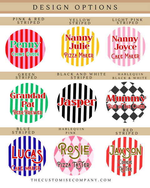 Personalised Stripey Apron For Mother's Day