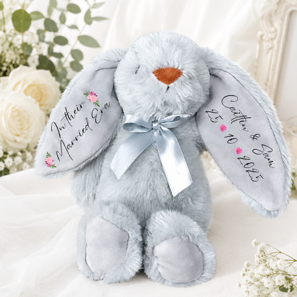 Personalised Wedding Grey Bunny - Gifts For Couples