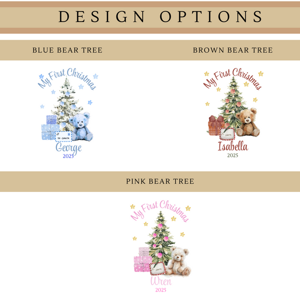 Personalised Teddy Bear Design First Christmas Stockings